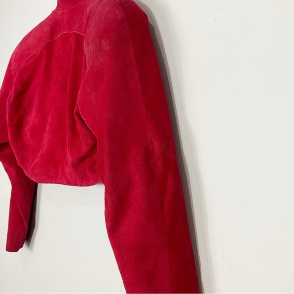 CHIA Vintage Moto Leather Jacket Red - Picture 6 of 15